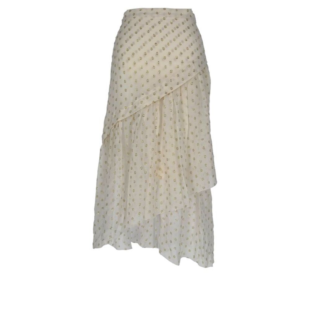 Stella Mccartney Polka Dot Midi Skirt in White Silk